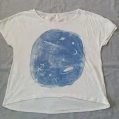 ドルマンスリーブ Tシャツ 前面プリントホワイト