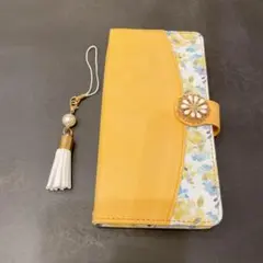 手帳型 iPhoneケース イエロー 花柄 iPhone1