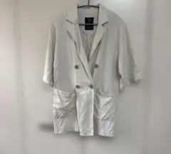 w closet ホワイト リネンテーラードジャケット 半袖夏物最終セール価格