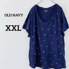 美品✨オールドネイビー【XXL】 プリント Tシャツ フルーツ ネイビー V