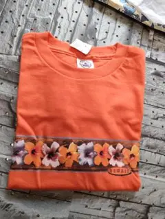 新品Hawaii ハイビスカス Tシャツ オレンジ DELTA RINGSPUN
