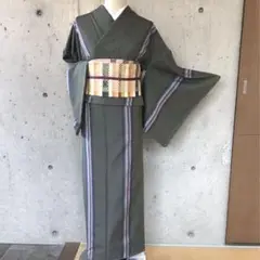 ストライプ柄の紬お着物　袷　柔らか紬