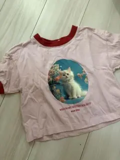 しまむら　ソフトチーズ　ねこ　tシャツ リンガー