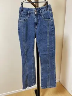 フレリール　flelile フリルストレッチパンツ　デニム