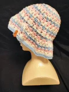 Kelp Bucket Hat クロシェ編みバケットハット ピンク青