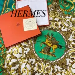 HERMES スカーフ カレ90 LES TUILERIES グリーン