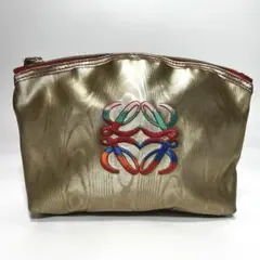 【美品】 LOEWE アナグラム ポーチ ナイロン ゴールド アクセサリー