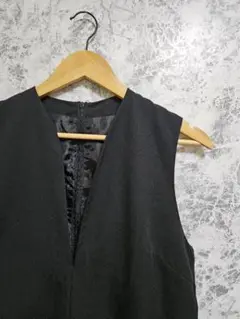 【美品】深Vネック ブラックオールインワン ノースリーブ ワイドパンツ