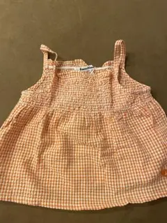 familiar オレンジ チェック タンクトップ
