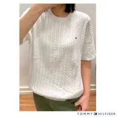 未使用 Tommy Hilfiger ホワイト ケーブルニット 半袖セーター