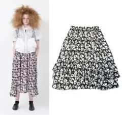 18AW コムコム コムデギャルソン フラワー ティアード ロングスカート XS
