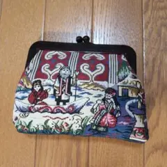 がま口財布 伝統的な刺繍付き