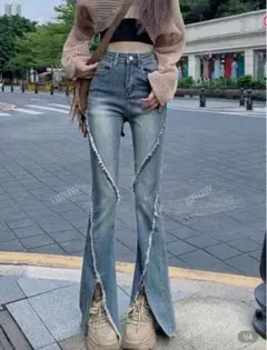 SHEIN フレアレッグジーンズ　ブルー