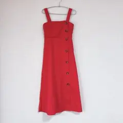 【美品】サイドボタン◆キャミワンピース◆レッド