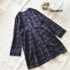 ページボーイ チェック ワンピース トップス M ノーカラー PAGEBOY