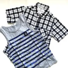 156. 【美品】WASK★ワスク リバーシブル半袖シャツ& プリントタンク