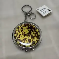 イエロー・ブラウン模様 丸型ミラー