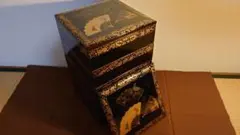 輪島塗 金沢蒔絵 蒔絵 金蒔絵 高蒔絵 5段重 アンティーク漆器 扇の図 1客