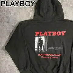 希少 PLAYBOY プレイボーイ バックプリント フーディ パーカー ブラック