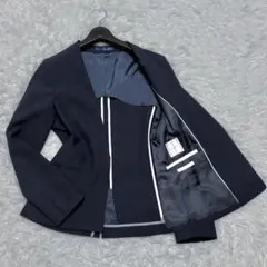 ◎極美品 les mues ノーカラー ジャケット 洗える ストレッチ S 1