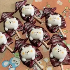 ⑥いかやきくま。☆ブローチ