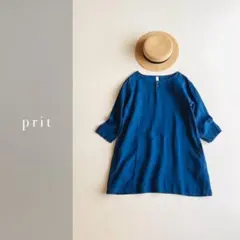 prit リネン100% インディゴ染め チュニック プルオーバー 日本製