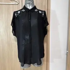 Heather シースルー黒の半袖シャツ