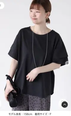 Techichi（Lognoncure）ブレーディング袖タックTシャツ　ブラック