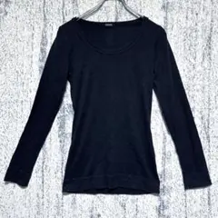 Comfort basic 長袖ラウンドネックトップス ブラック　Lサイズ