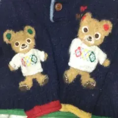 オールドミキハウス　プッチーくんセーター(80㌢)濃紺×マルチカラー　平成レトロ