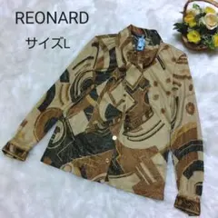 美品✨秋色✨レオナールREONARD✨長袖ボータイシャツ ラメ華やか
