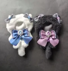 白ねこ　黒ねこ　ぬい服　着ぐるみ　10〜12cm　セット
