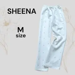 SHEENA 美品 ホワイト ビジュー付き カジュアルパンツ 白 スウェット