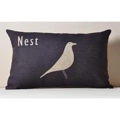小鳥柄Nest シンプル 腰クッションカバー家庭用 オフィス 椅子 車内 ベッド