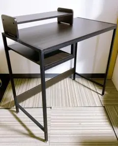 パソコンデスク ゲーミングデスク モニター台・収納棚付き 木目・ダークブラウン