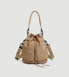 ショルダーバッグ 巾着バッグ 3way リュック ベージュ 新品未使用 軽量
