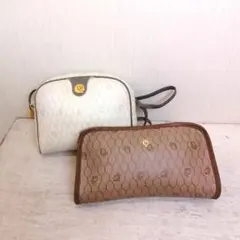i□ Dior ショルダーバッグ ハニカム柄 ホワイト ミニポーチ 2点
