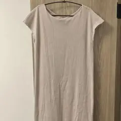 ベージュ 半袖 ロングワンピース