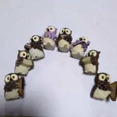 フクロウの音楽隊　置物 8体セット