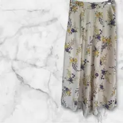 【レイ・カズン】 ガウチョパンツ ロング 花柄 Fサイズ