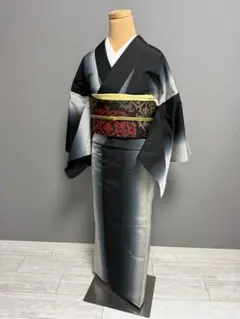 単　紬　縦縞　美品　正絹