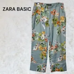 ザラベーシック　ZARA BASIC フローラルガウチョパンツ M
