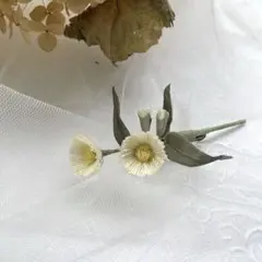 6022 布花 野の花 ハルジオン ブローチ ハンドメイド