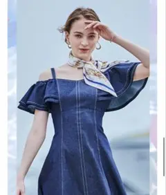 アンドクチュール　AND COUTURE デニム オフショル ワンピース