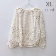 ドット長袖ブラウス　プルオーバー　トップス　コットン　ベージュ　XL 130