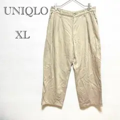 ユニクロ テーパードタックパンツ 【XL】綿パン バックウエストゴム ゆったり