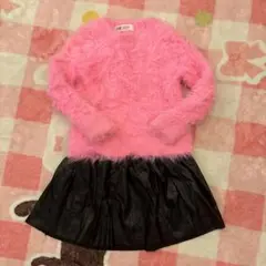 H&M ピンクファーセーター SHEIN レザー風スカート セット