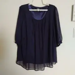 C.P.A. ネイビー シフォンブラウス 3L
