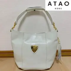 【美品】ATAO アタオ ハンドバッグ キャンディピグ エナメル アイボリー