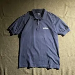 90s Quicksilver プリント　ロゴ　ボックス　半袖ポロシャツ　M 紺